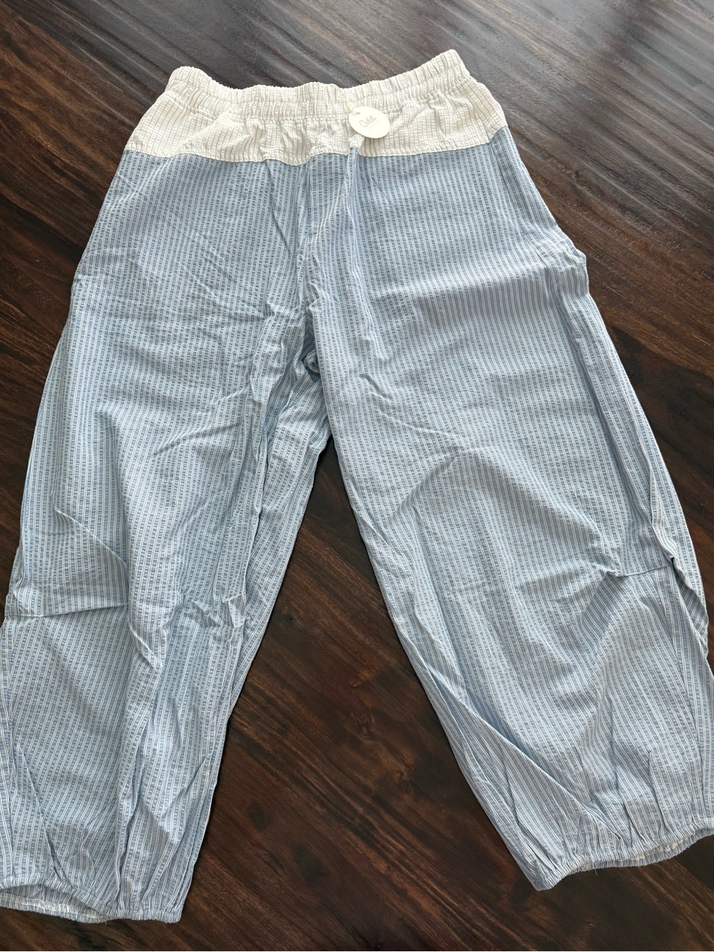 Oddi IP19254 Blue & White Seersucker Balloon Pants NWT Size L